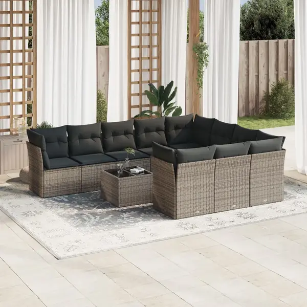 Gossi set canapele de gradina cu perne, 11 piese, gri, poliratan