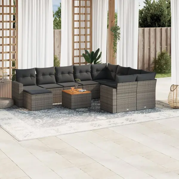 Gossi set canapele de gradina cu perne, 11 piese, gri, poliratan