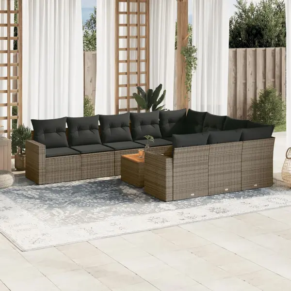 Gossi set canapele de gradina cu perne, 11 piese, gri, poliratan