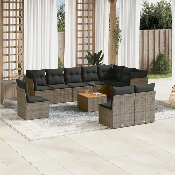 Gossi set canapele de gradina cu perne, 11 piese, gri, poliratan