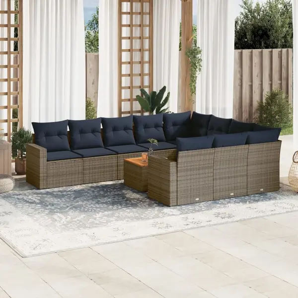 Gossi set canapele de gradina cu perne, 11 piese, gri, poliratan