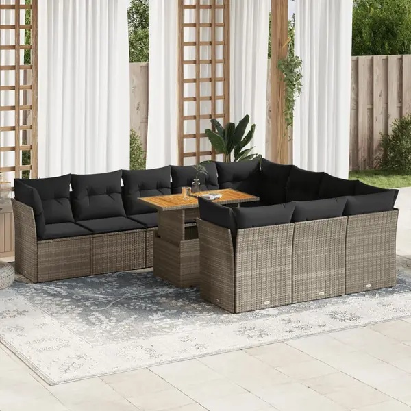 Gossi set canapele de gradina cu perne, 11 piese, gri, poliratan