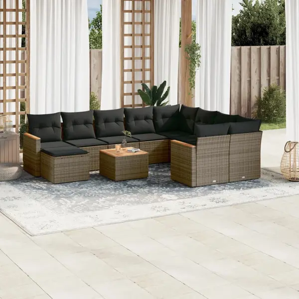 Gossi set canapele de gradina cu perne, 11 piese, gri, poliratan