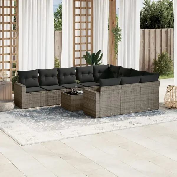 Gossi set canapele de gradina cu perne, 11 piese, gri, poliratan