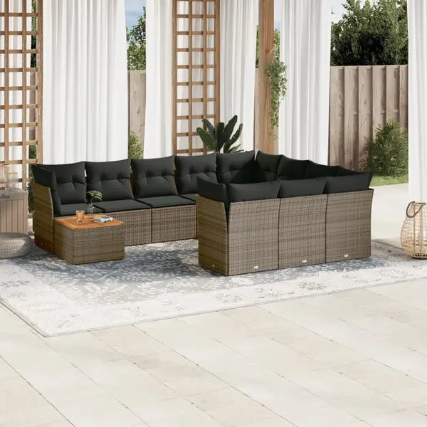 Gossi set canapele de gradina cu perne, 11 piese, gri, poliratan