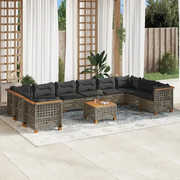 Gossi set canapele de gradina cu perne, 11 piese, gri, poliratan