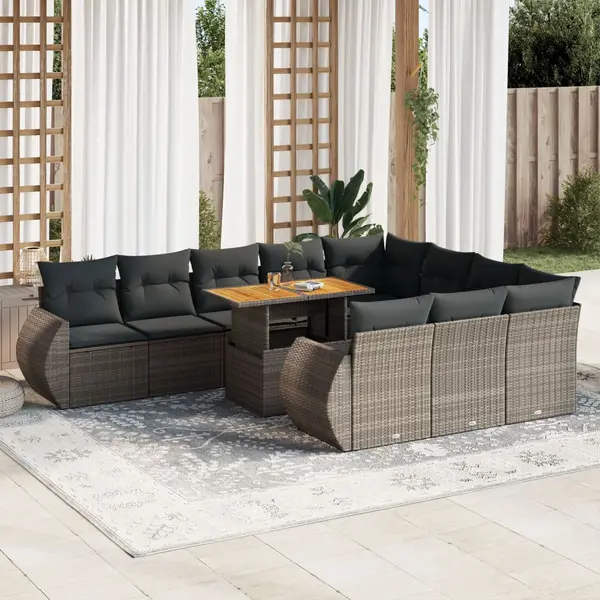 Gossi set canapele de gradina cu perne, 11 piese, gri, poliratan