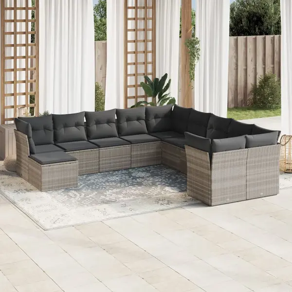 Gossi set canapele de gradina cu perne, 11 piese, gri, poliratan