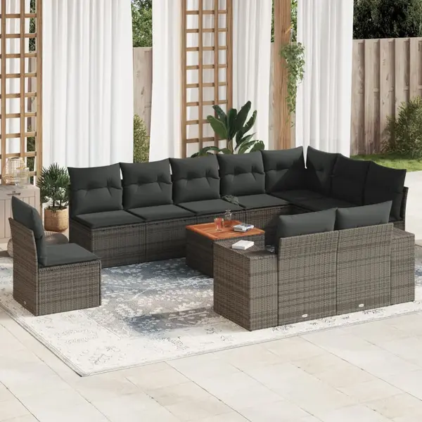 Gossi set canapele de gradina cu perne, 11 piese, gri, poliratan