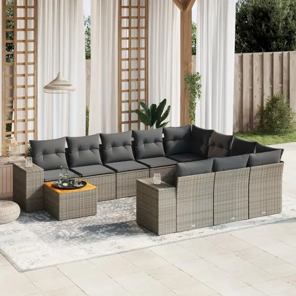 Gossi set canapele de gradina cu perne, 11 piese, gri, poliratan