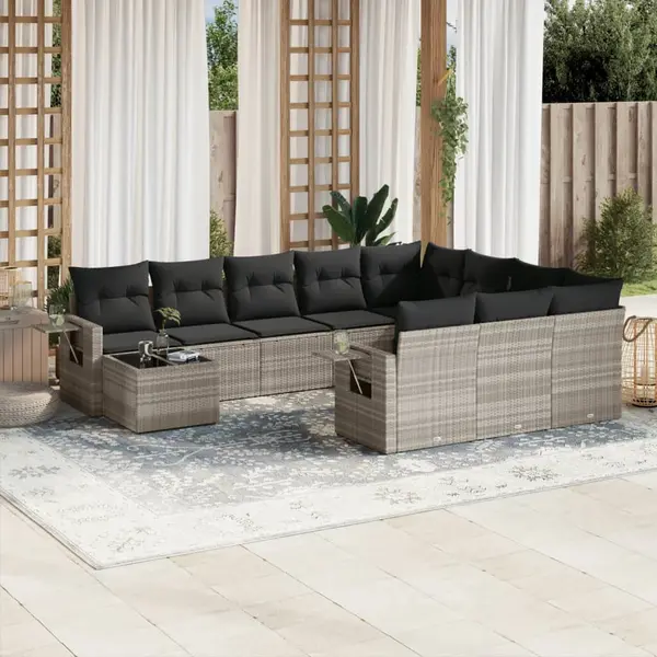 Gossi set canapele de gradina cu perne, 11 piese, gri, poliratan