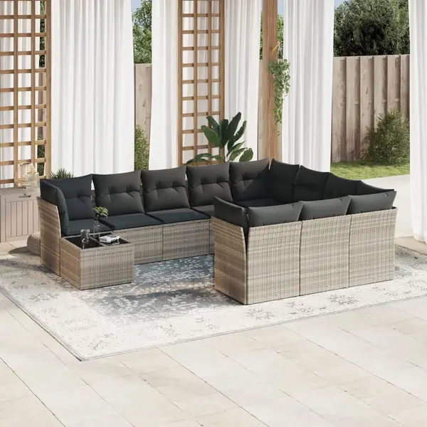 Gossi set canapele de gradina cu perne, 11 piese, gri, poliratan