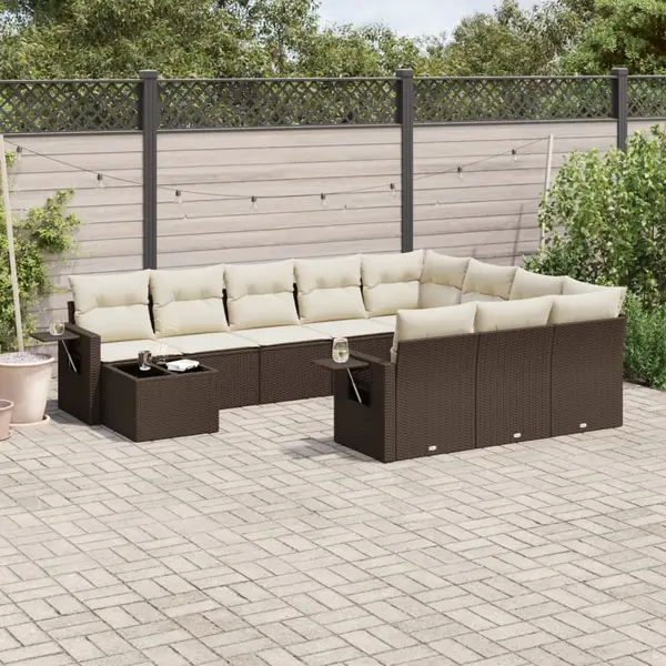 Gossi set canapele de gradina cu perne, 11 piese, maro, poliratan