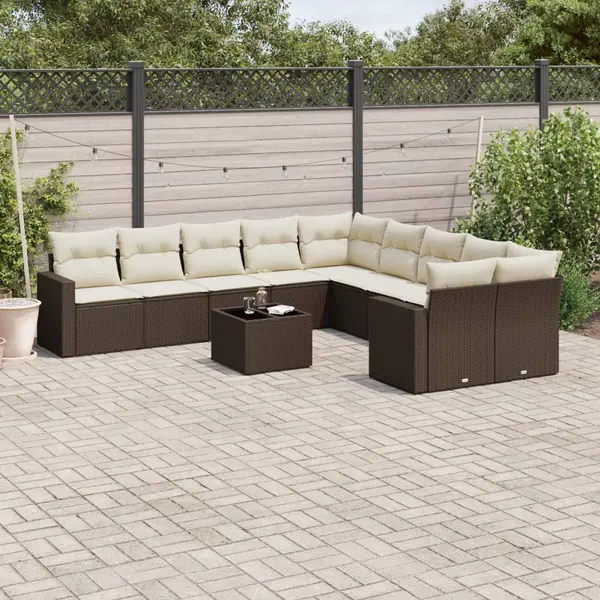 Gossi set canapele de gradina cu perne, 11 piese, maro, poliratan