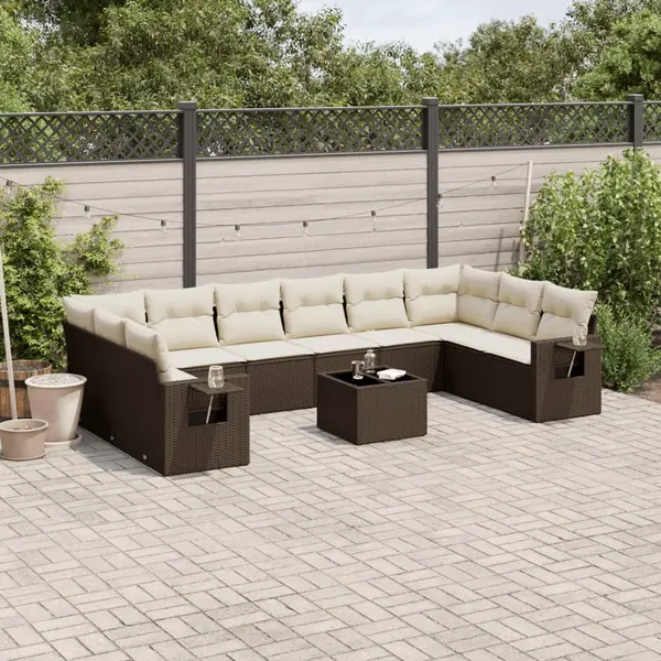 Gossi set canapele de gradina cu perne, 11 piese, maro, poliratan