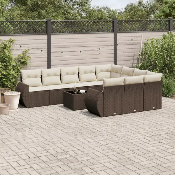 Gossi set canapele de gradina cu perne, 11 piese, maro, poliratan
