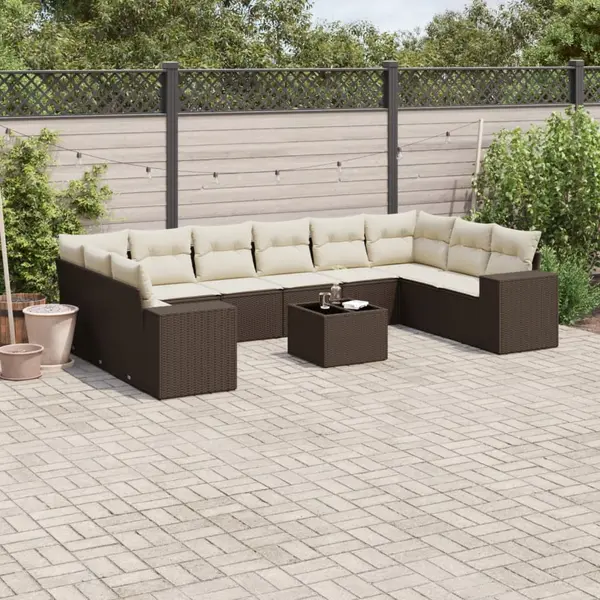 Gossi set canapele de gradina cu perne, 11 piese, maro, poliratan
