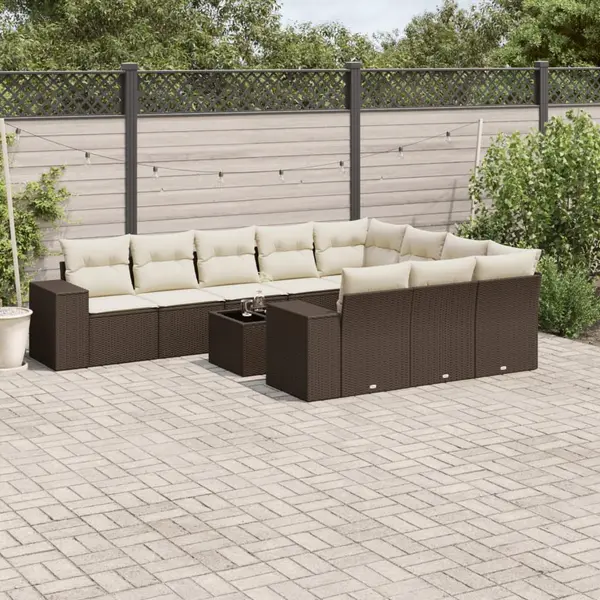 Gossi set canapele de gradina cu perne, 11 piese, maro, poliratan