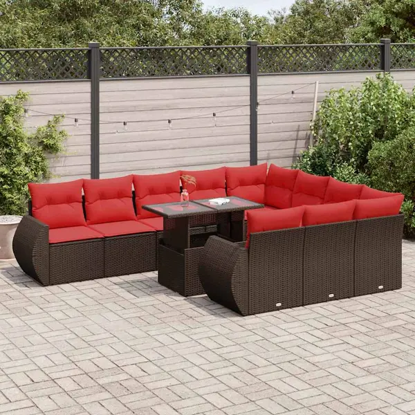 Gossi set canapele de gradina cu perne, 11 piese, maro, poliratan