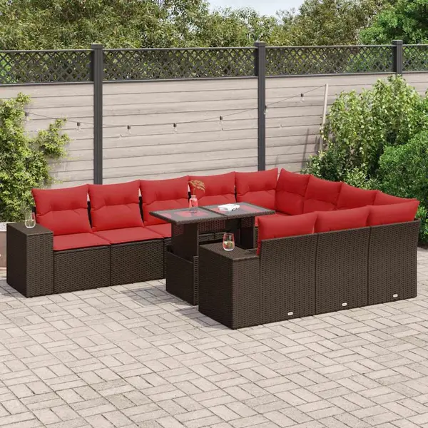 Gossi set canapele de gradina cu perne, 11 piese, maro, poliratan