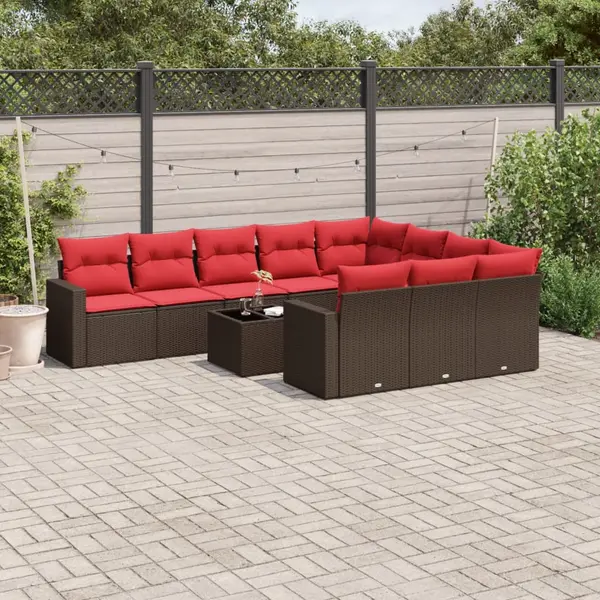 Gossi set canapele de gradina cu perne, 11 piese, maro, poliratan