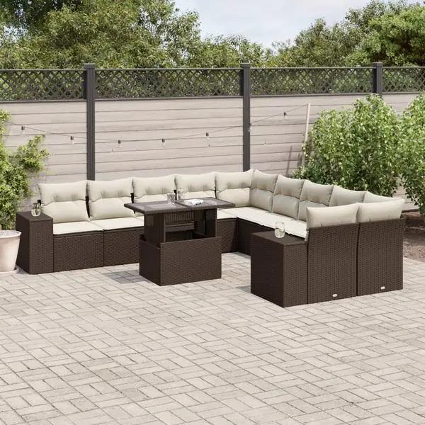 Gossi set canapele de gradina cu perne, 11 piese, maro, poliratan