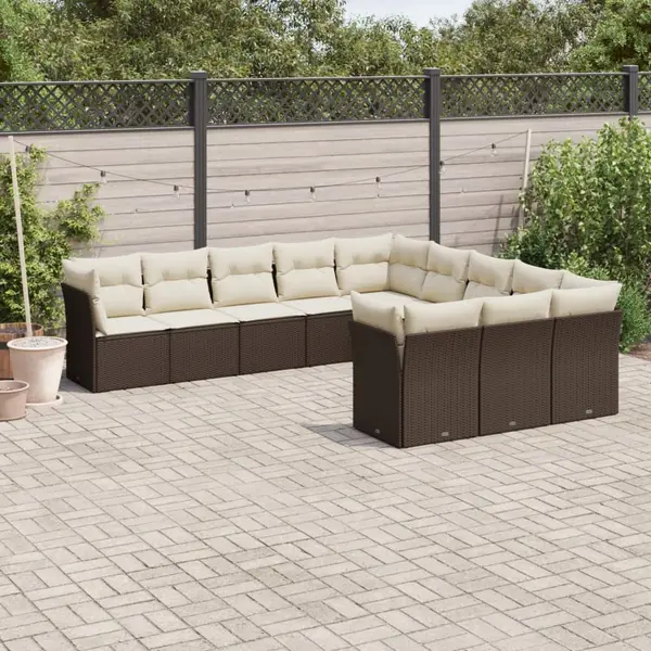 Gossi set canapele de gradina cu perne, 11 piese, maro, poliratan