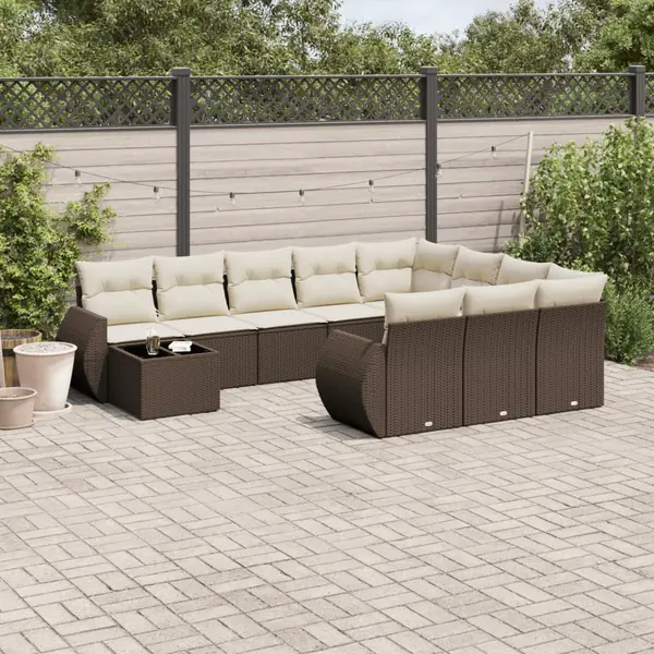 Gossi set canapele de gradina cu perne, 11 piese, maro, poliratan