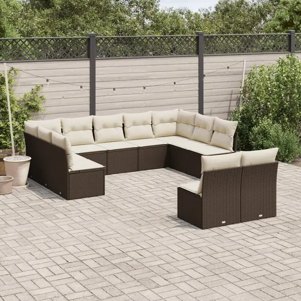 Gossi set canapele de gradina cu perne, 11 piese, maro, poliratan