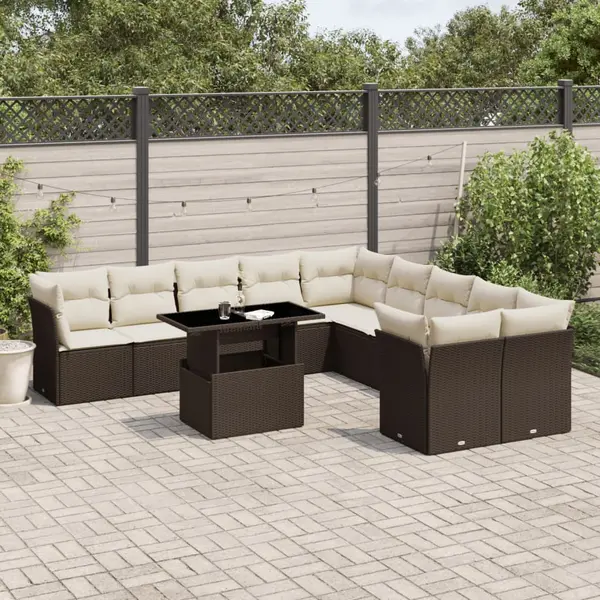 Gossi set canapele de gradina cu perne, 11 piese, maro, poliratan