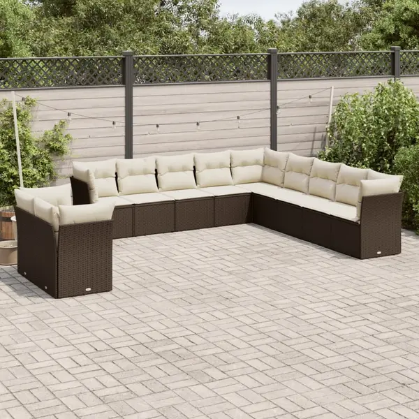 Gossi set canapele de gradina cu perne, 11 piese, maro, poliratan