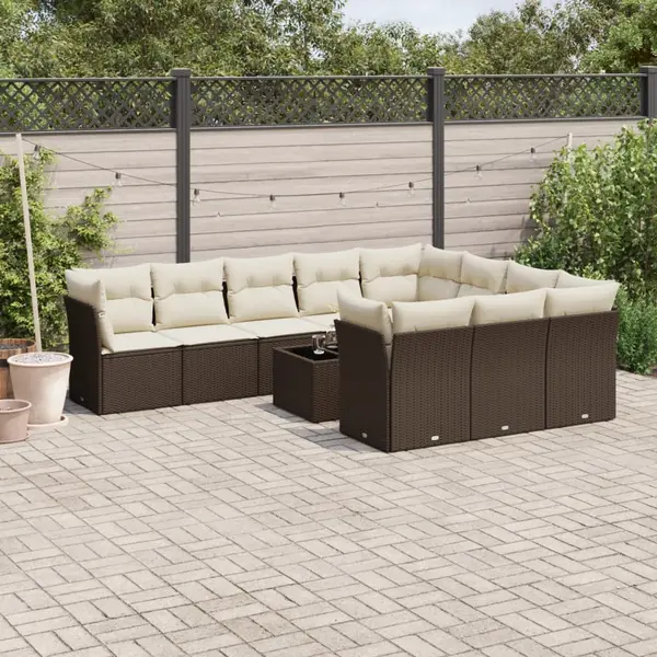 Gossi set canapele de gradina cu perne, 11 piese, maro, poliratan