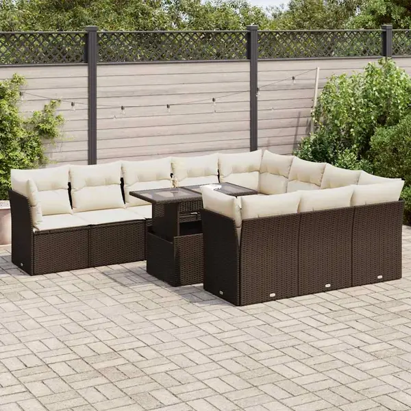 Gossi set canapele de gradina cu perne, 11 piese, maro, poliratan