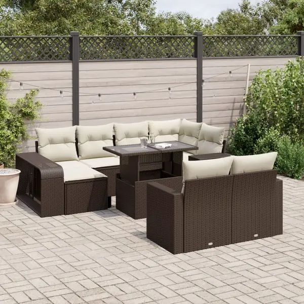 Gossi set canapele de gradina cu perne, 11 piese, maro, poliratan