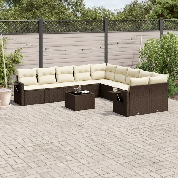 Gossi set canapele de gradina cu perne, 11 piese, maro, poliratan