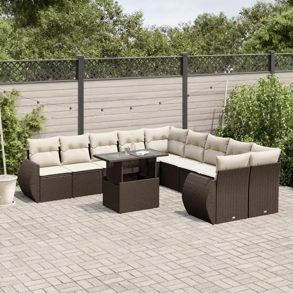 Gossi set canapele de gradina cu perne, 11 piese, maro, poliratan