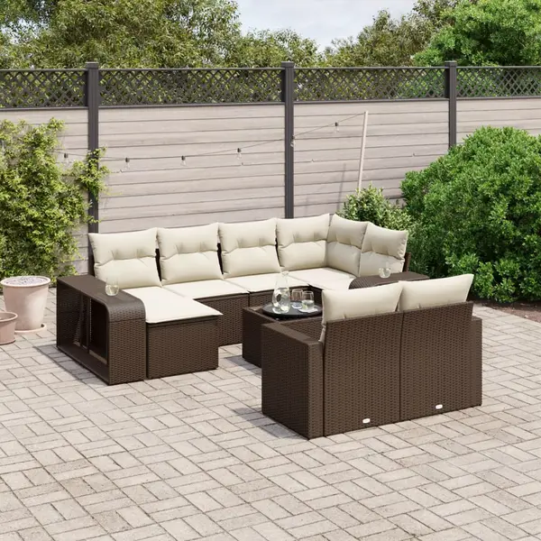 Gossi set canapele de gradina cu perne, 11 piese, maro, poliratan