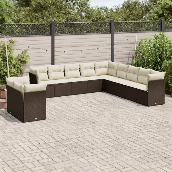 Gossi set canapele de gradina cu perne, 11 piese, maro, poliratan