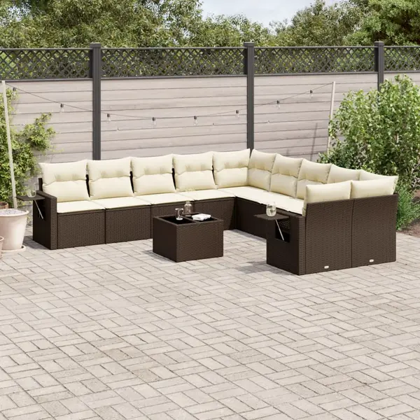 Gossi set canapele de gradina cu perne, 11 piese, maro, poliratan