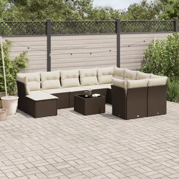 Gossi set canapele de gradina cu perne, 11 piese, maro, poliratan