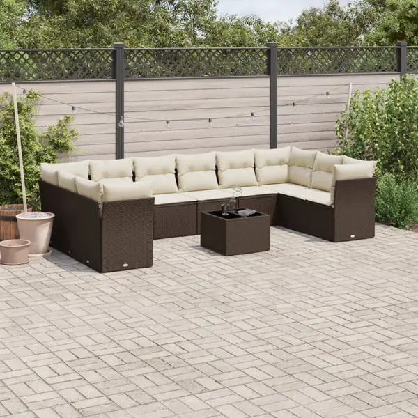 Gossi set canapele de gradina cu perne, 11 piese, maro, poliratan