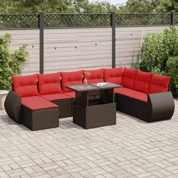 Gossi set canapele de gradina cu perne, 11 piese, maro, poliratan