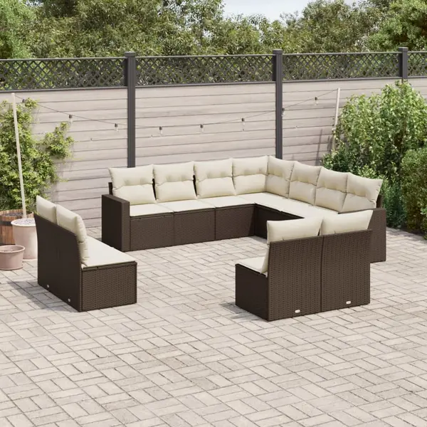 Gossi set canapele de gradina cu perne, 11 piese, maro, poliratan