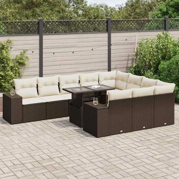 Gossi set canapele de gradina cu perne, 11 piese, maro, poliratan