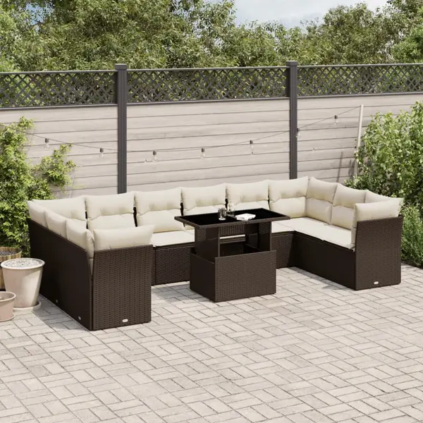 Gossi set canapele de gradina cu perne, 11 piese, maro, poliratan