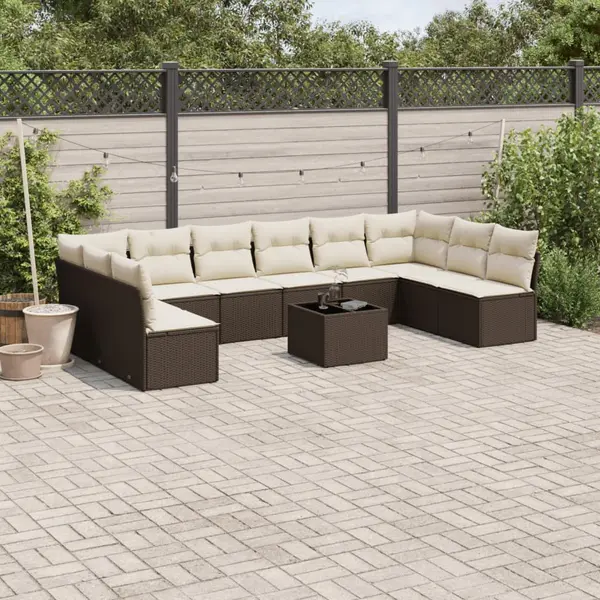 Gossi set canapele de gradina cu perne, 11 piese, maro, poliratan