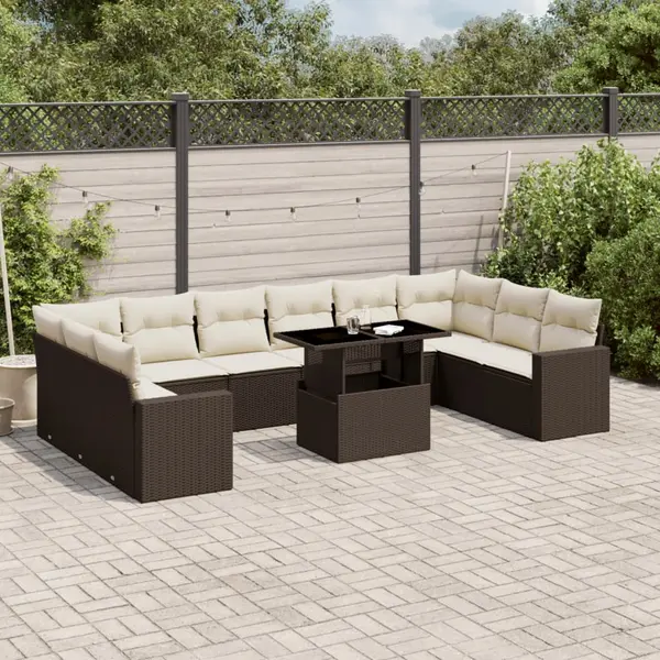 Gossi set canapele de gradina cu perne, 11 piese, maro, poliratan