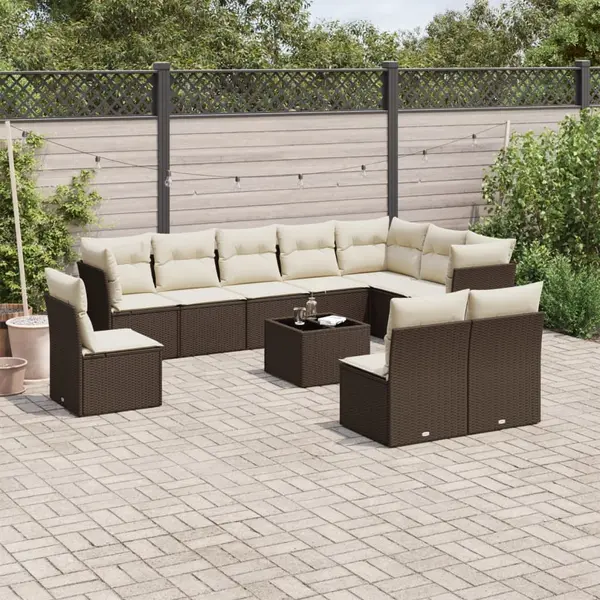 Gossi set canapele de gradina cu perne, 11 piese, maro, poliratan