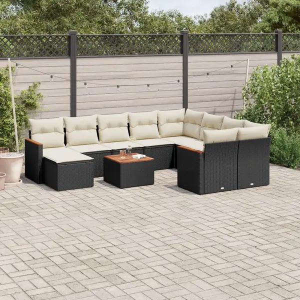 Gossi set canapele de gradina cu perne, 11 piese, negru, poliratan