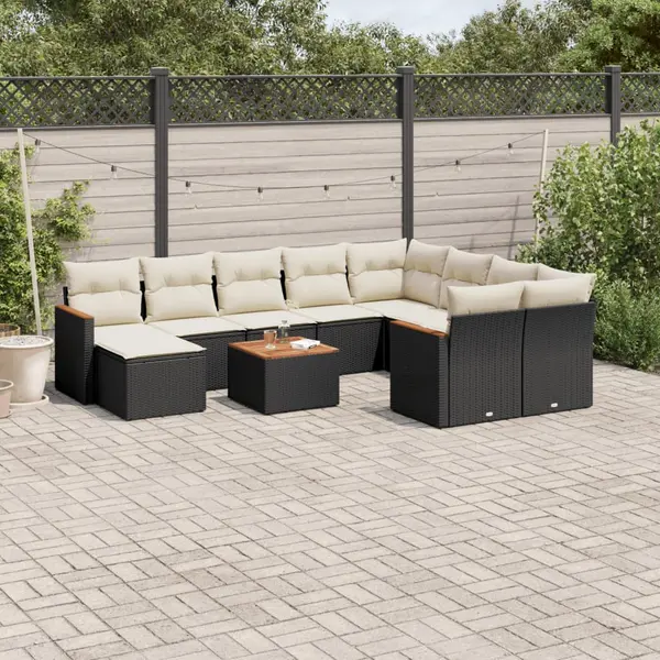 Gossi set canapele de gradina cu perne, 11 piese, negru, poliratan